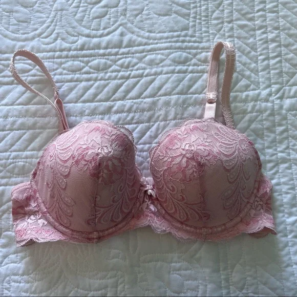 La Mystere Sophia Lace Bra: Pink - Picture 2 of 7